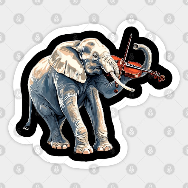 Elephant playing violin Sticker by Graceful Designs